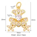 Pendentif marguerite en émail blanc avec micro-zircone et placage en or 18x20mm - Style N / Or