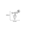 Silver bow heart earring with cubic zirconia, size 0.83cm by 0.75cm, arrow heart design - Arrow Heart Style (5# Silver)