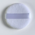 Soft white crystal velvet round powder puff with ribbon handle for makeup setting - Loose 60x12mm / White