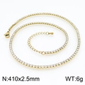 Bracelet tennis plaqué or 18K minimaliste avec cercle complet de zircons cubiques clairs - Collier Doré (KN225058-Z)