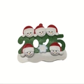 Family of five personalized 2025 Christmas snowman resin hanging ornament - 5 Snowmen Heads