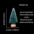 Detailed specs of mini 7.5cm sisal Christmas tree with snow effect and wood base - No Packaging / 7.5CM Blue-Green