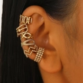 6-piece gold ear cuff set with hollow and layered C-shaped designs on a model's ear - 6 Pcs Set / Gold