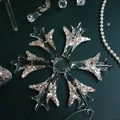 Decorazione a fiocco di neve in vetro con glitter argento per alberi di Natale - Grande Fiocco di Neve in Cristallo di Ghiaccio 10CM