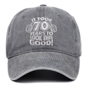 Washed dark gray 70th birthday baseball cap with 70 Years To Look This Good embroidery - Gray