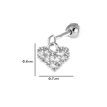 Silberfarbener Herzohrstecker mit klaren Zirkoniasteinen und feiner Perlenstruktur-Optik - Perlenherz (2640-5#) / Silber