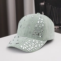 Mint green velvet baseball hat with rhinestone embellishments for winter warmth - Adult / Bean Green