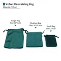 Three sizes of dark green velvet drawstring pouches for jewelry storage and gifts - Drawstring Style / 7*9cm / Green