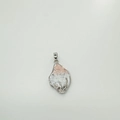 Irregular silver-tone pendant with pink floral enamel inlay and sparkling crystals - Bouquet-Silver
