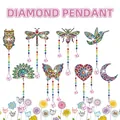DIY 5D Diamond Painting Suncatchers with butterfly and owl crystal glass pendants - DZ-20 8-Piece Collection (Owl/Peacock/Heart etc.)