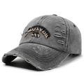 Casquette vintage gris délavé avec broderie en relief et détails d'usure stylés - Réglable / Noir (Gris Lavé)