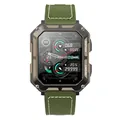 Rugged outdoor smartwatch with bronze metal case and military green nylon strap - Black Case Green Nylon Strap