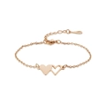 Detail of rose gold double heart bracelet with adjustable chain and lobster clasp - B1223 Double Heart / Rose Gold