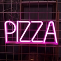 Insegna al neon LED PIZZA rosa su griglia bianca per decorazioni murali vivaci - Rosa
