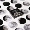 Vintage maanfase stickers in doos, realistische maanontwerpen voor DIY-knutselwerkjes - Maanfase