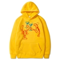 Sweat à capuche jaune vif avec imprimé homard martini et poche kangourou pratique - Jaune