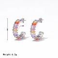 Orecchini a C in argento con zirconi colorati e un'altezza totale di 23 mm - Tonalità Argento - Zircone Colorato