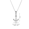 Pendente ancora d'argento con strass luccicanti e catena sottile per un look retrò - Stile Ancora (N0142S)