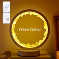 Natürliche Citrin Kristall Ring Nachtlampe mit USB-Sockel für gemütliche Dekoration - Citrin (weißer Rahmen Drei Farben) / Verstärkte Farbkartonverpackung (205 X 11 X 215 Cm)