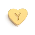 Polished gold stainless steel heart charm with engraved letter Y for DIY jewelry - Letter Y (Gold)