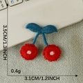 Red cherry embroidery patch with green leaves for DIY clothing and hair accessories - Red Leaf Cherry