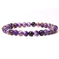 6mm Purple Dragon Vein Agate beaded stretch bracelet with natural stone texture - Purple Fire Agate