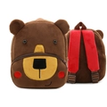 Brown plush cartoon bear backpack for kids with adjustable red shoulder straps - Brown Bear