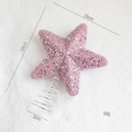 Pink glitter star Christmas tree topper with dimensions 18x15cm and silver base - Pink Star