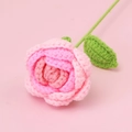 Pink handmade crochet rose with green leaves and stem for gifts and decoration - Rose Bouquet / Gradient (Rose/Bright Pink)
