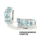 Vintage light blue and silver gemstone earrings with detailed size and weight specs - Silver Base Sky Blue and White Rhinestone Style (KSE00001WGWHSB)