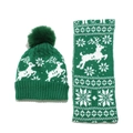Grünes Weihnachts-Strickset für Kinder mit Rentier- und Schneeflockenmuster für den Winter - Grün