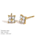 Orecchini a lobo a quadrifoglio in acciaio inossidabile placcato oro 14K con cristalli - Oro 14K Bianco