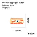Detail of orange enamel Evil Eye jewelry bead with 4mm hole and gold plating specs - PT0002-Orange White Evil Eye Bead