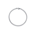 Bracciale a catena cubana in acciaio inossidabile lucido con chiusura a moschettone su bianco - 18cm / Argento