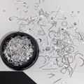 Silver assorted metal nail art studs featuring stars and shells in a black storage box - 14# Mixed Style