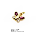 Golden butterfly pendant with red and clear zircon stones, size 9.5x9x2mm for DIY jewelry - 19 (Red Butterfly)