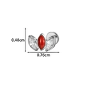 G23 titanium leaf stud with red and clear marquise zircon stones, 0.76cm wide - 6# Silver (Red)
