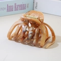 Large tortoiseshell hair claw clip with amber pattern and golden metal spring - #14abs Watercolor Brown - Octopus / Bulk (No Packaging)