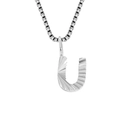 Minimalist stainless steel initial necklace with letter U pendant and silver box chain - U-Steel Color