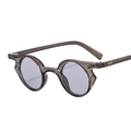 Retro punk small frame sunglasses with translucent taupe frames and light blue lenses - Grey Frame Light Grey Lens