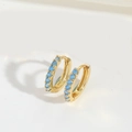Eleganti orecchini a cerchio dorati con pietre di zirconia blu per donna di classe - Stile Zirconia Blu (ES2821-4)