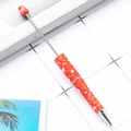 Red DIY beaded pen with I Love You heart print and silver metal tip for Valentines - Valentine's Day Model C-Red
