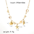 Collana dorata con ciondoli a forma di conchiglia e stella marina e misure esatte - Collana Semplice a Catena Sottile con Stella Marina e Conchiglia (TN3478)