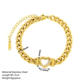 Gouden roestvrijstalen hartvormige Cuban chain armband met verstelbare sluiting - Cubaanse Ketting Hart / Goud