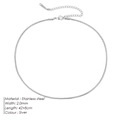 2,0 mm Edelstahl-Schlangenkette in Silber, verstellbare Länge 42+8 cm für Damen und Herren - 2mm x 42+8cm / Silber