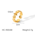 Bague ouverte ajustable en acier inoxydable doré avec motif de coquillages marins - Style Entourage Coquillage 3D (HC-R30187)