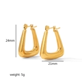 Gold hollow stainless steel hoop earrings in French retro style, 24mm size measurements - Gold Geometric Rectangular Style (ETE6007-G)