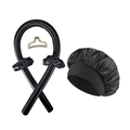 Heatless hair curler set in black silk satin with sleeping cap and metal hair claw clip - Bonnet + Curler + 2 Scrunchies + 1 Clip / Black