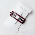 Elegant rectangle hair clip in dark red acrylic finish with metal spring clamp - Rectangle / Burgundy