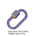 Oval screw clasp with golden frame and blue checkered enamel for jewelry making - Style 76 (Gold Dark Blue Enamel Grid Clasp)